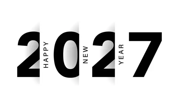 2027 Mutlu Yıllar Geçmiş Tasarımı. Tebrik kartı, Banner, Poster. Vektör İllüstrasyonu.