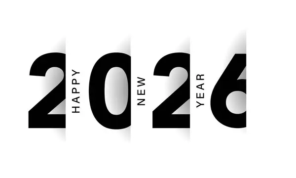 2026 Mutlu Yıllar Geçmiş Tasarımı. Tebrik kartı, Banner, Poster. Vektör İllüstrasyonu.