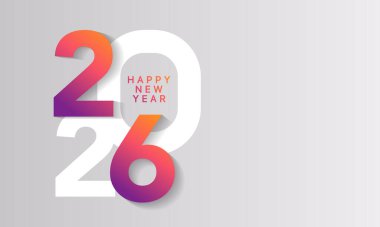 2026 Mutlu Yıllar Geçmiş Tasarımı. Tebrik kartı, Banner, Poster. Vektör İllüstrasyonu.