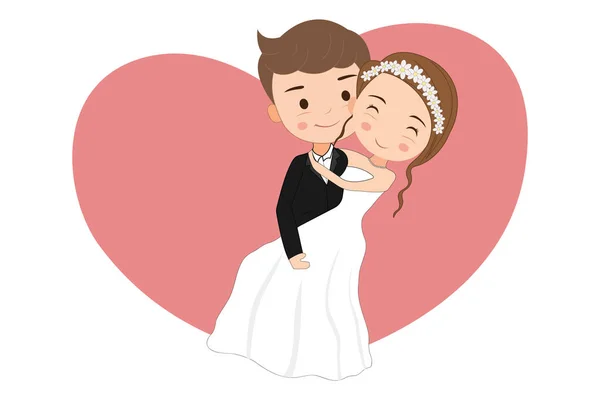 Wedding Couple Character - The Wedding Dance. vector isolated on white background.