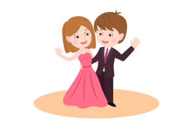 The couple has a dance vector isolated on white background. Romantic Couple illustration.