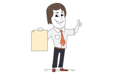 business man with form in hand. Corporate man character isolated on a white background.