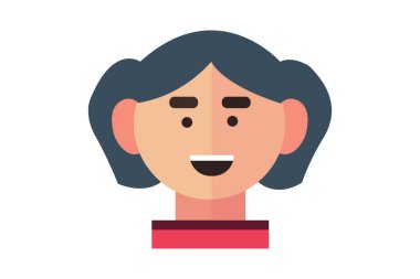 woman face with facial expression, web simple illustration