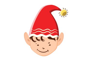 Elf wearing Santa hat vector isolated on white background. Perfect for coloring book, textiles, icon, web, painting, books, t-shirt print.