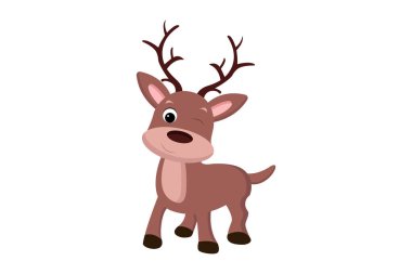 Cute reindeer winking vector isolated on white background. Xmas vector isolated on white background.