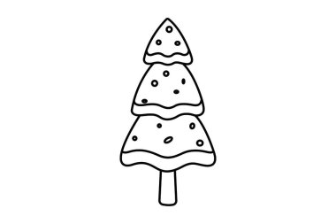 line christmas tree icon on white background, outline vector illustration