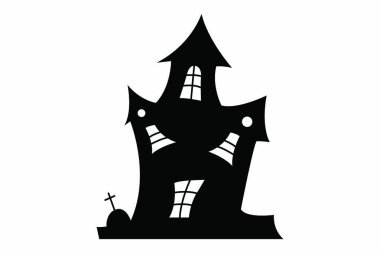 halloween castle silhouette vector illustration
