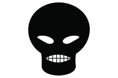 alien head vector icon. style is flat symbol, black color, rounded angles, white background