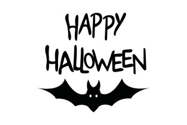 happy halloween text with hand drawn lettering. vector illustration