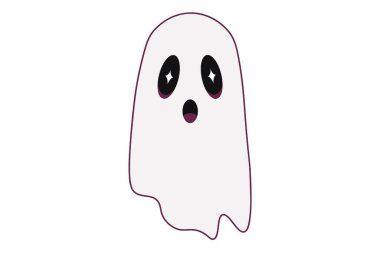 Hand-drawn illustration of a Halloween ghost, scary ghost vector isolated on white background.