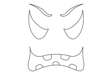 Angry pumpkin face expression isolated on white background. spooky face expression vector.