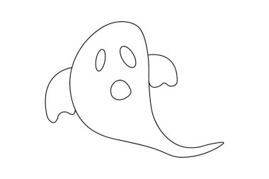 Hand-drawn illustration of a Halloween ghost, scary ghost vector isolated on white background.