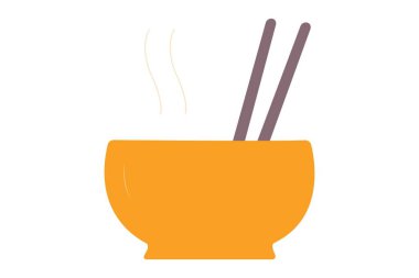 bowl of soup with chopsticks and chopstick vector illustration design