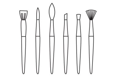 vector illustration of brushes and brush icon. set of paint and paintbrush stock symbol for web.