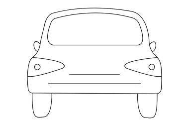 car icon in outline style isolated on white background. automobile symbol