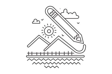 Dağ simgesi vektörü web ve mobil uygulama tasarımınız için beyaz arkaplanda izole edildi, kamp logosu kavramı