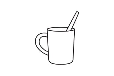 Cup with spoon vector isolated on white background.