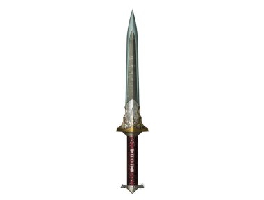 2d render of a medieval sword isolated on white background