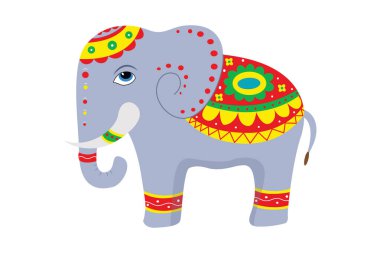 cartoon cute baby elephant with colorful vector pattern