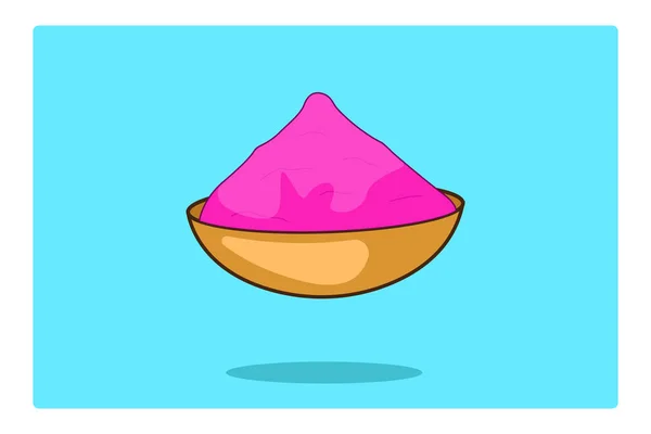 Colorful Traditional Holi Powder Bowl Isolated Blue Background — 图库矢量图片
