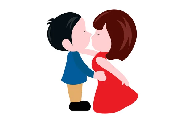 Couple Heureux Avec Motif Vectoriel Coeur Illustration — Image vectorielle