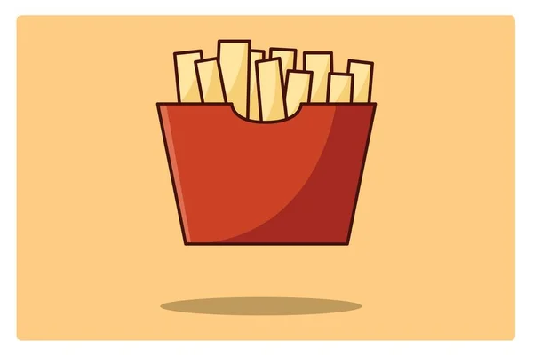 Fast Food Batata Frita Francesa Numa Caixa Vermelha Comida Rápida — Vetor de Stock