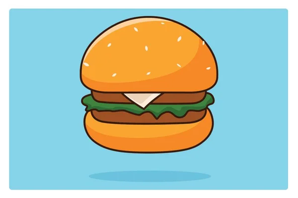 Big Burger Icon Vector Isolated Blue Background — Vetor de Stock