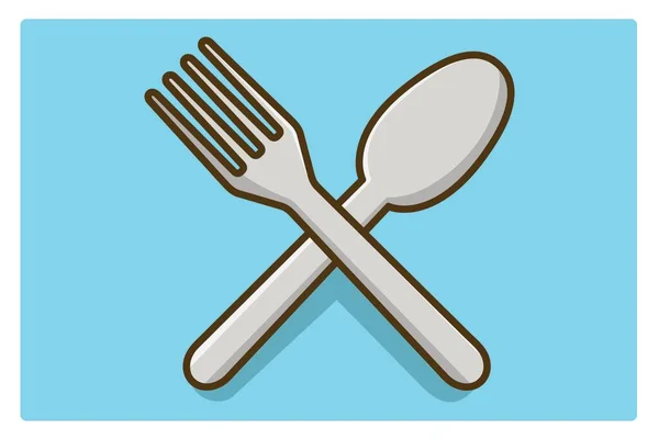 Spoon Fork Icon Vector Illustration Isolated White Background — Stock Vector