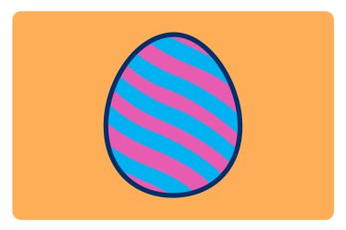 Çeşitli çizimleri olan bir Paskalya yumurtası. düz tasarım biçimi asgari vektör çizimi.