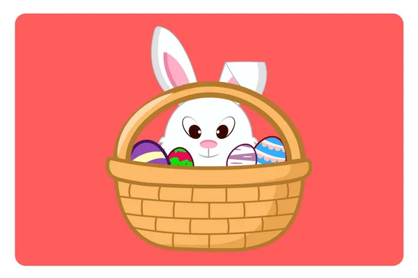 Easter Bunny Egg Basket Vector Illustration — Stock Vector