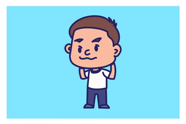Bonito Menino Desenho Animado Personagem Vetor Ilustração — Vetor de Stock