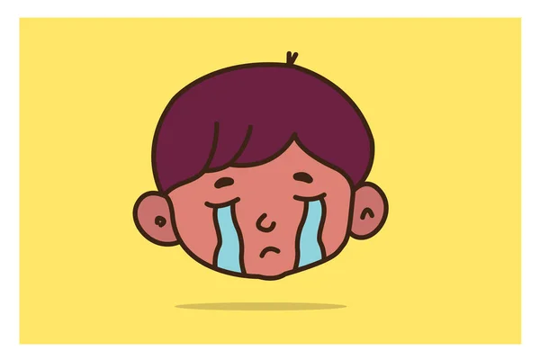 Liten Gråtande Pojke Pojke Gråter Tårar Ett Sorgligt Ansiktsuttryck Vektorillustrationer — Stock vektor