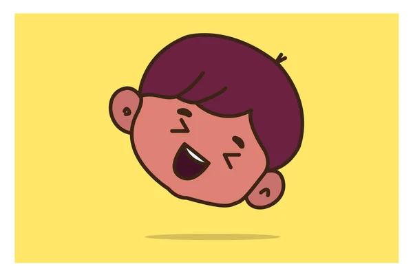 Vektorová Ilustrace Roztomilého Kresleného Chlapce Smějící Tváří — Stockový vektor