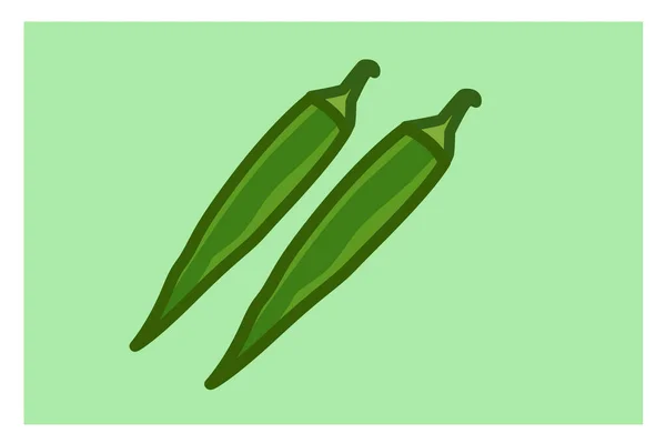 Lady Fingers Okra Drawing Picture Vector Illustration Vector — Stock Vector