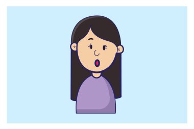 Şirin kız şaşırmış illüstrasyon vektörü izole edilmiş.  