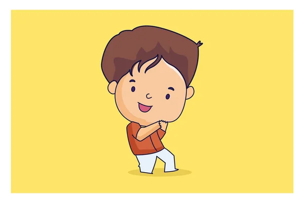 Vector Illustration Art Icon Bald Head Cartoon Boy Looks Confuse — Stock Vector