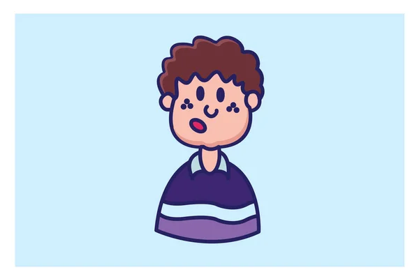 混乱した表情の青いシャツの少年 — ストックベクタ