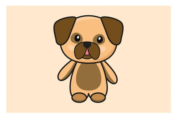 Adorável Cachorrinho Bege Pug Vetor Ilustração — Vetor de Stock