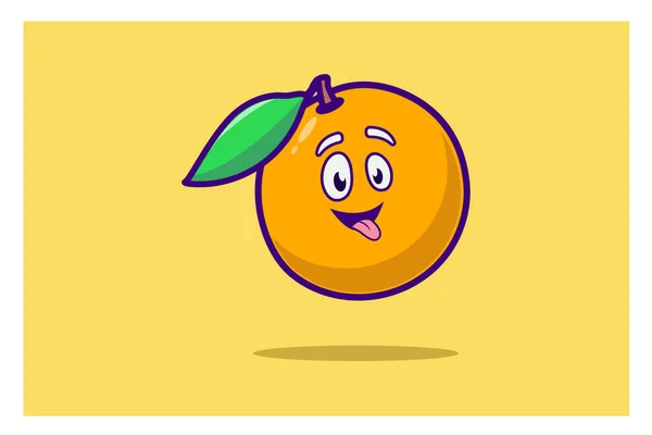 Laranja Feliz Bonito Fruta Personagem Mascote Vetor Design — Vetor de Stock