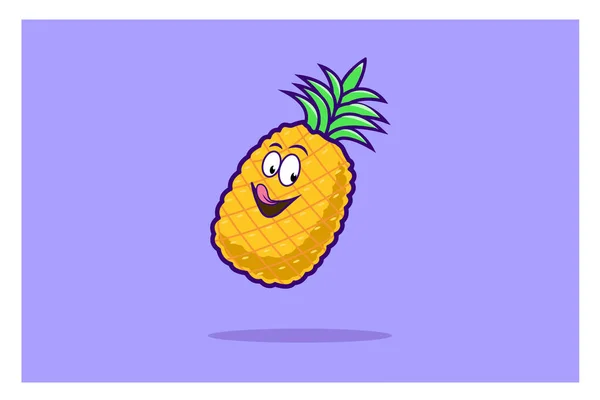 Cute Pineapple Sticker Kawaii Character Icon Vector Illustration Design — Stock Vector
