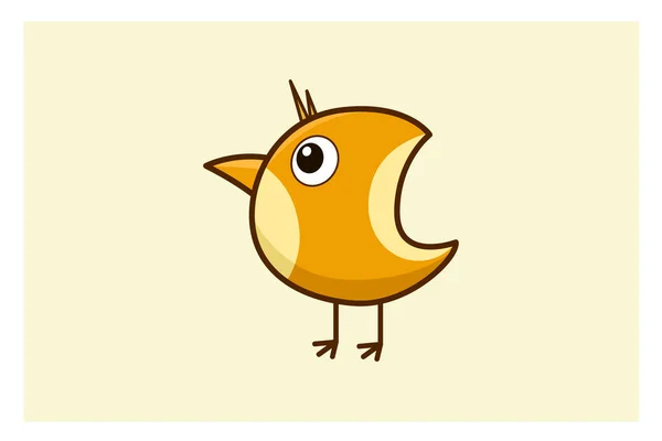 Vector Illustration Art Cute Little Baby Golden Bird Icon — Stock Vector