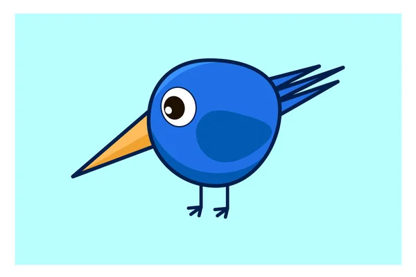 Wektor Ilustracja Sztuka Ikona Niebieski Mały Ptak Żółty Długi Dziób — Wektor stockowy