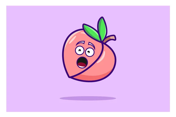 Εικονογράφηση Διάνυσμα Τέχνη Εικονίδιο Ροδάκινο Φρούτα Ροζ Χρώμα Και Σοκαρισμένη — Διανυσματικό Αρχείο