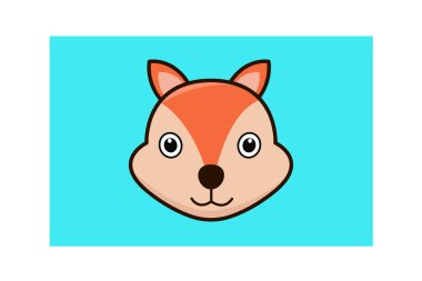 Vektör illüstrasyon sanatı Mavi arka planlı ikon orman yavru tilkisi 