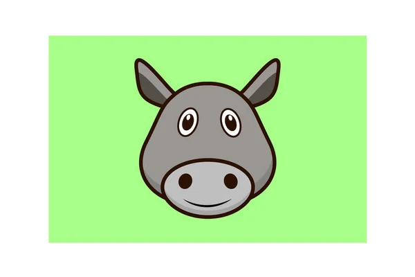 Vector Illustration Art Icon Grey Donkey Green Background — Stock Vector