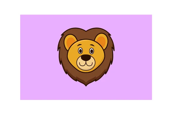 Vector Illustration Art Icon Cute Little Lion Happy Face — Stock Vector