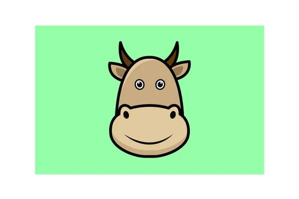 Εικονογράφηση Διάνυσμα Εικονίδιο Τέχνης Ζώο Ταύρο Πρόσωπο Πράσινο Φόντο — Διανυσματικό Αρχείο