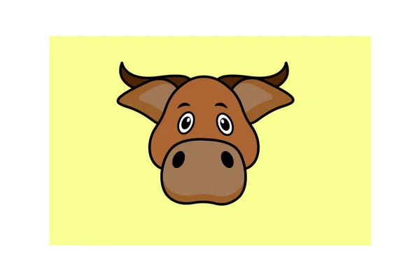 Vector Illustration Art Icon Angry Face Buffalo Yellow Background — Stock Vector