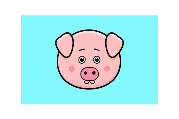 Vector Illustration Art Icon Cute Little Fatty Pig Happy Face — Stock Vector
