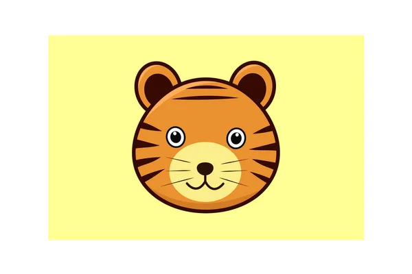 画图艺术图标可爱的黄色小虎带着可爱的脸微笑 — 图库矢量图片